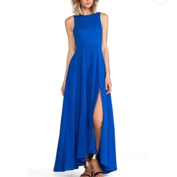 Naven The Siren Royal Vegas Blue Maxi Dress Gown Sleeveless High Slit Medium - Picture 1 of 13
